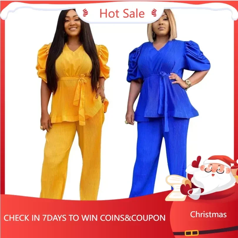 Женская одежда в африканском стиле, осенние элегантные комплекты из 2 предметов в африканском стиле с коротким рукавом и V-образным вырезом, топ из полиэстера и длинные брюки, подходящие наряды
Женская одежда в африканском стиле, осенние элегантные комплекты из 2 предметов в африканском стиле с коротким рукавом и V-образным вырезом, топ из полиэстера и длинные брюки, подходящие наряды