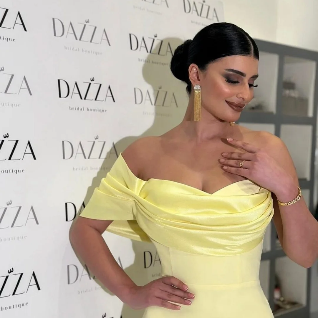 Sansa Yellow Off The Shoulder Shoulder Strapless Prom Dresses Backless فساتين للمناسبات الخاصة Ankle-Length vestidos de festa 10 Sa7fee5f9733d4a999342806bd993a887u