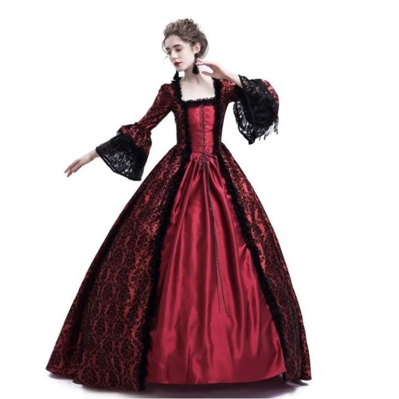 

Medieval Renaissance Dress Women Victorian Princess Lolita Gown Halloween Cosplay Costumes Vintage Gothic Clothes