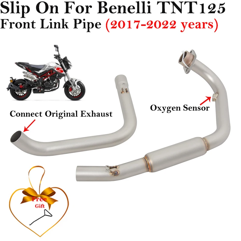 

Slip-On For Benelli TNT125 TNT 125 135 2017 - 2022 Motorcycle 51MM Exhaust Front Middle Link Pipe Escape Systems Muffler