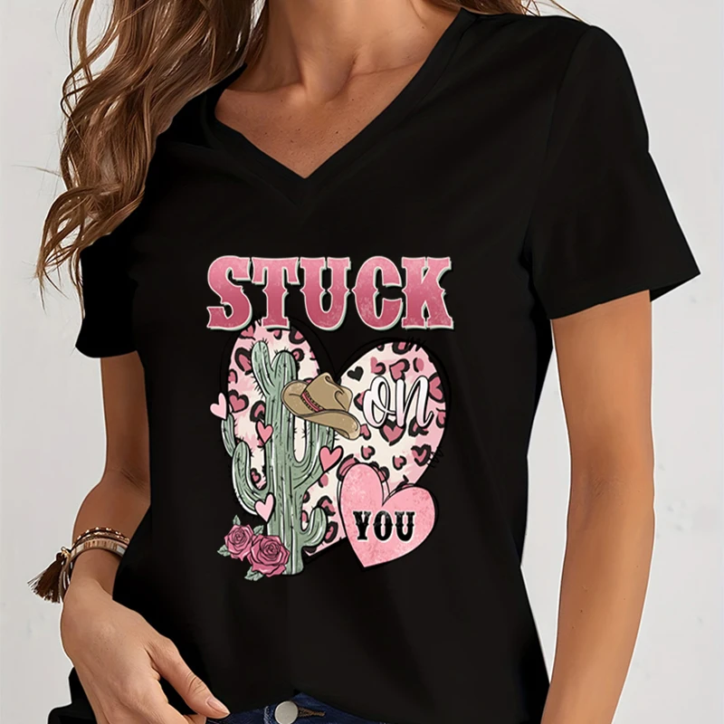 Женская футболка с V-образным вырезом, с коротким рукавом
Женская футболка с V-образным вырезом, с коротким рукавом