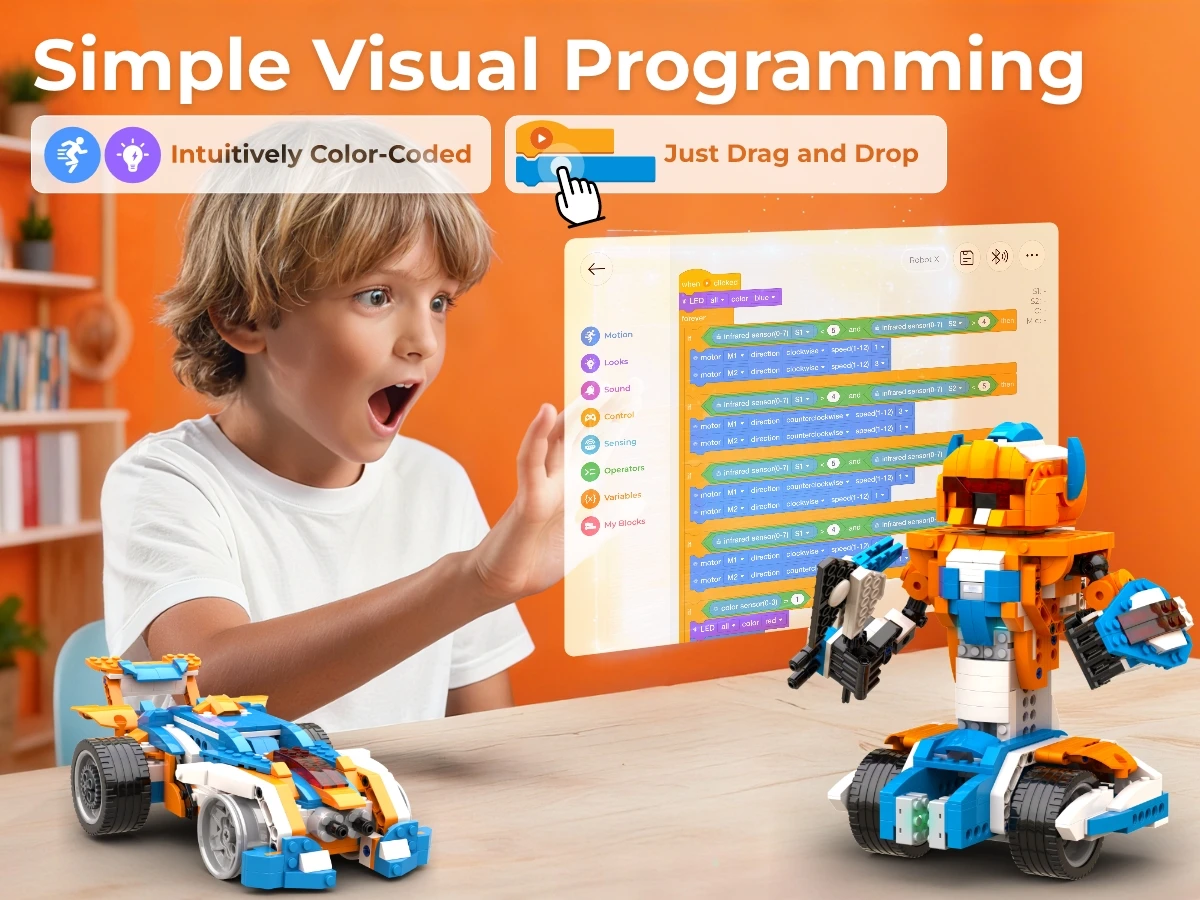 Apitor Robot Building Kit with 600 Pieces, 12-in-1 STEM Technic Coding Robotic Toys, DIY Electronic Monster Truck Building Kit Apitor Robot Building Kit with 600 Pieces, 12-in-1 STEM Technic Coding Robotic Toys, DIY Electronic Monster Truck Building Kit