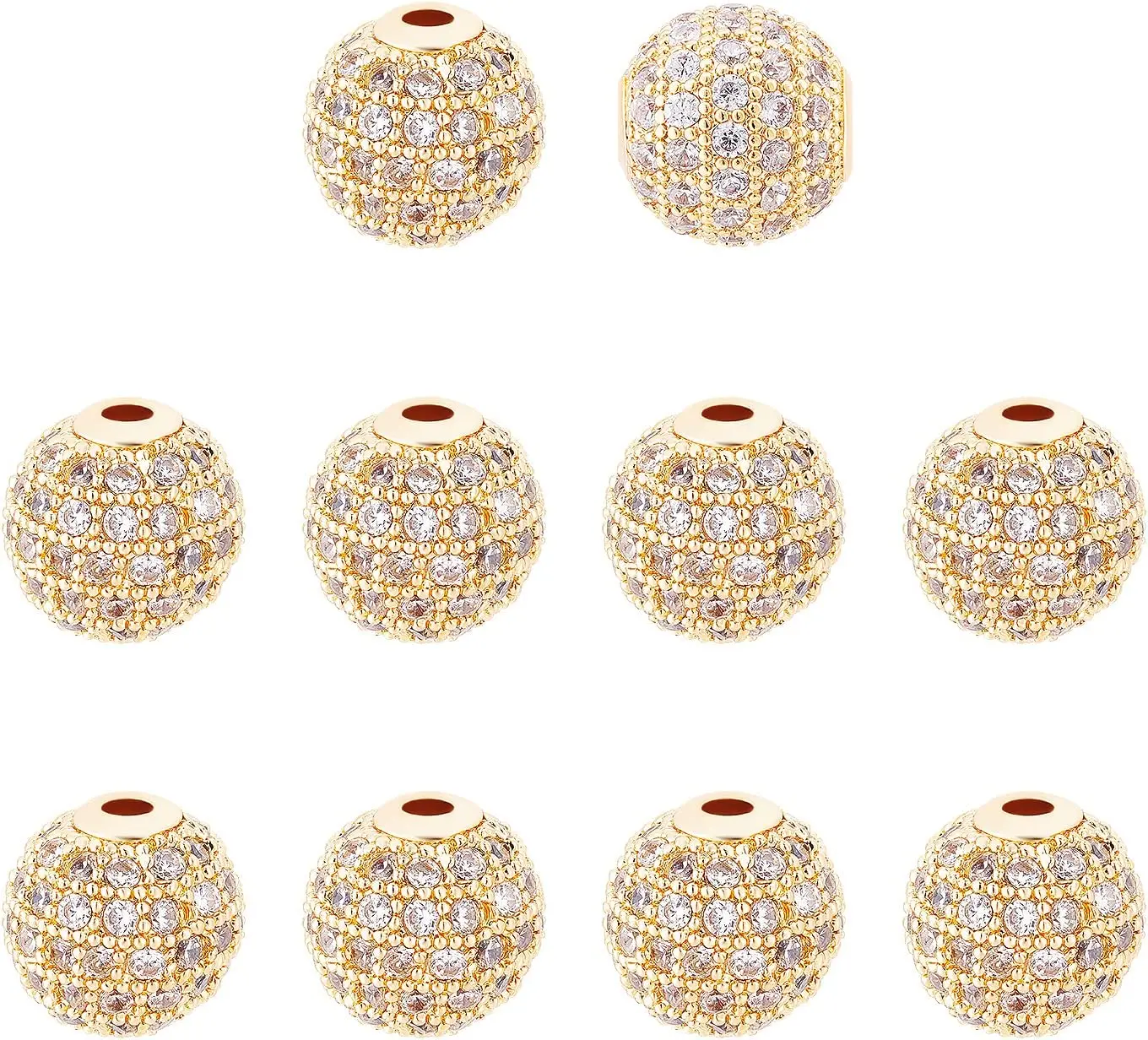 

8/10mm 10pcs Brass Micro Pave Cubic Zirconia Beads Disco Ball Spacer Beads for DIY Jewelry Charm Bracelet Making