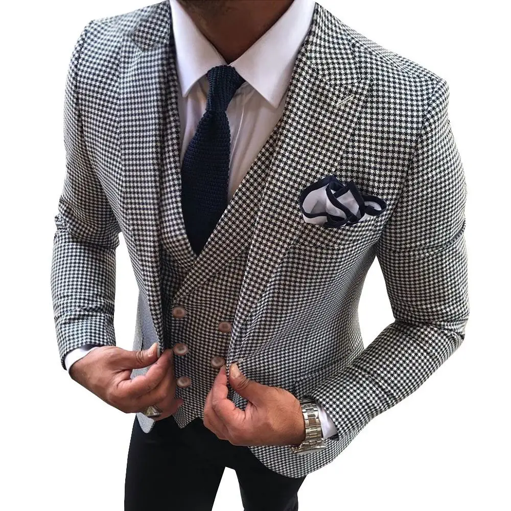 Men's Suit One Button Black White Plaid Business Wedding Tuxedo Prom Party Casual Suit 3 Piece Blazer + Vest + Pants
Men's Suit One Button Black White Plaid Business Wedding Tuxedo Prom Party Casual Suit 3 Piece Blazer + Vest + Pants