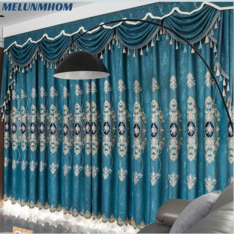 European Style Curtains for Living Dining Room Bedroom Window Luxury Embroidered Thickened Valance Curtain Tulle High 3.2M 
European Style Curtains for Living Dining Room Bedroom Window Luxury Embroidered Thickened Valance Curtain Tulle High 3.2M