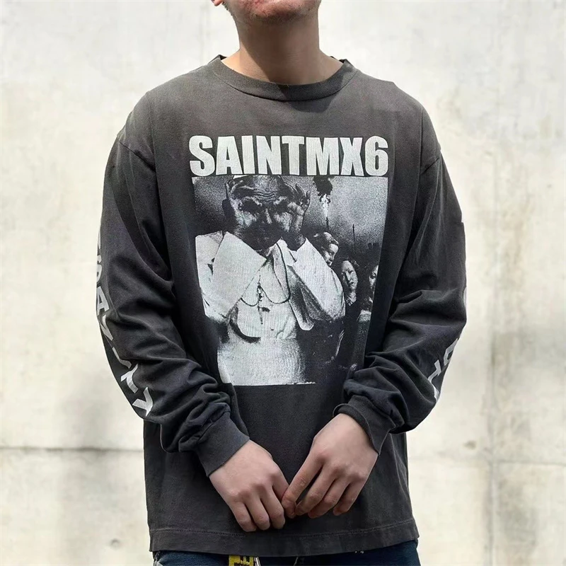 23SS Vintage LS Saint Michael Washed T Shirt Men Women 1:1 Top Quality Old Casual T-shirt Tops Tee Goth
23SS Vintage LS Saint Michael Washed T Shirt Men Women 1:1 Top Quality Old Casual T-shirt Tops Tee Goth