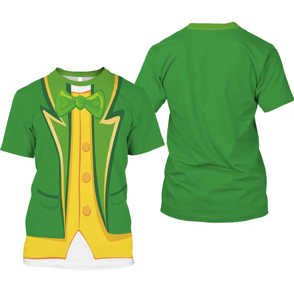 

St. Patrick's Day Men's T-shirt Leprechauns Cosplay Boy's Clothing Short Sleeve Crew Neck Top Fashion Unisex Green Festive Tee