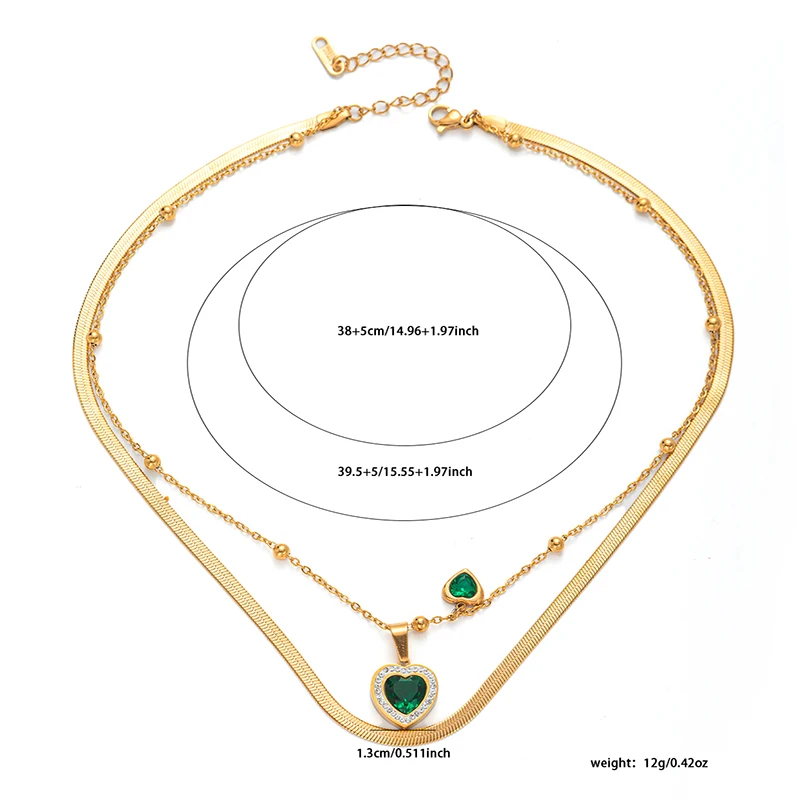 ANENJERY 316L Stainless Steel Emerald Love Heart Necklace Bracelet Earring For Women Vintage Jewelry Set Gifts ANENJERY 316L Stainless Steel Emerald Love Heart Necklace Bracelet Earring For Women Vintage Jewelry Set Gifts
