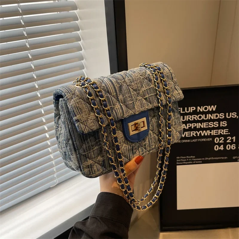 Denim for Women Special-Interest Design 2024 New Fashion Rhombus Chain Versatile Casual Shoulder Messenger Bag 
Denim for Women Special-Interest Design 2024 New Fashion Rhombus Chain Versatile Casual Shoulder Messenger Bag