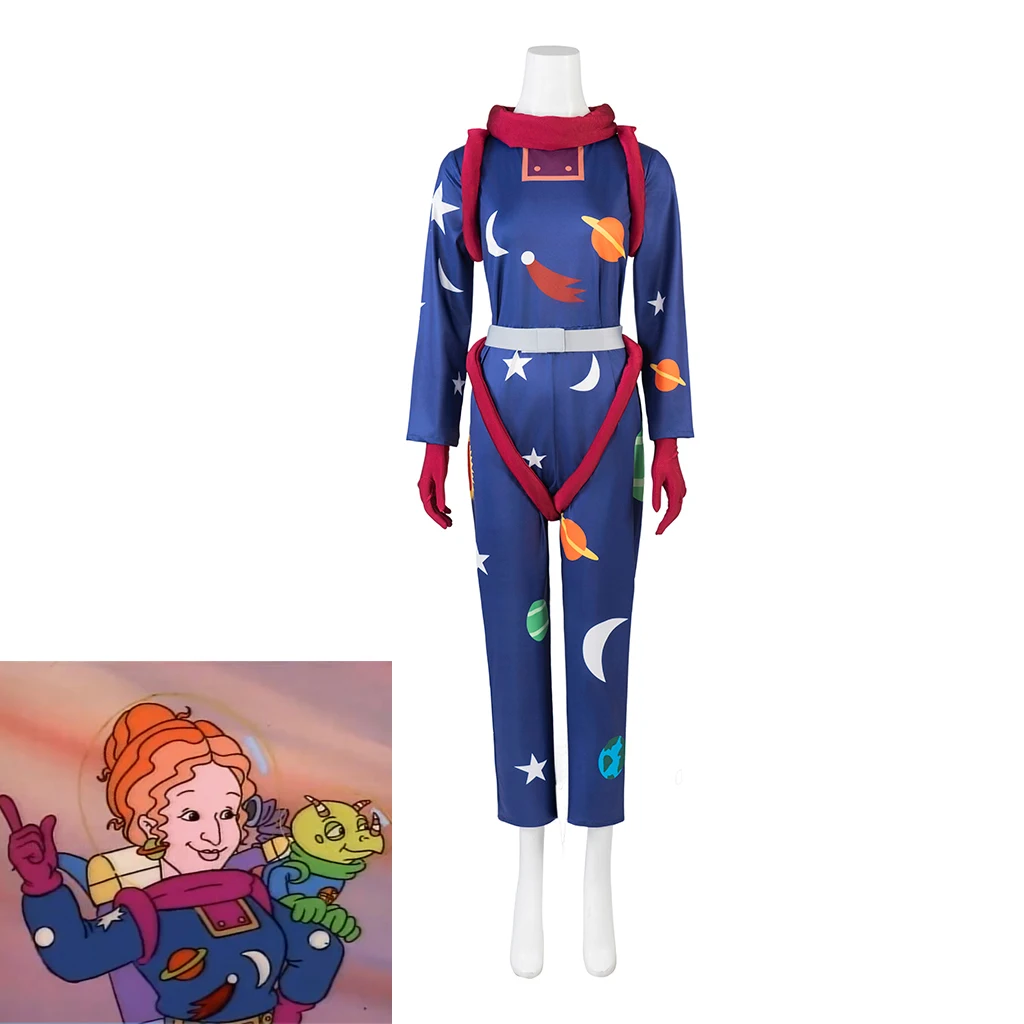 

Magic School Bus Miss Frizzle Cosplay Costume 3D Printed Galaxy Space Bodysuit Jumpsuit Teacher Costume Women Halloween Outfit