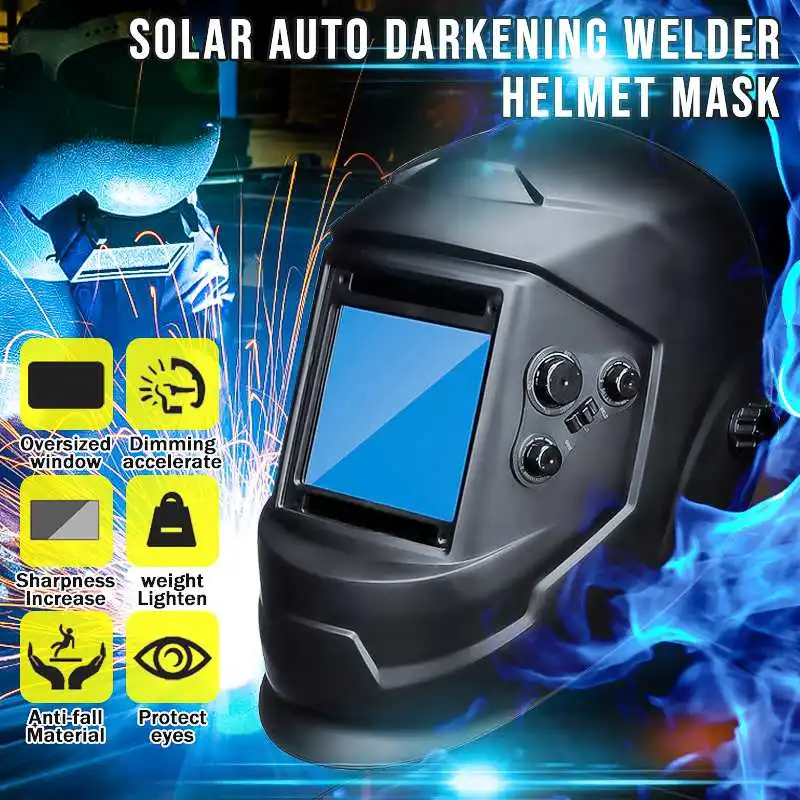 Solar Automatic Welding Helmet Autodarkening Welding Mask Lithium Battery DIN5-9/9-13 TIG MIG 4 Arc Sensor 100x93mm Big View
Solar Automatic Welding Helmet Autodarkening Welding Mask Lithium Battery DIN5-9/9-13 TIG MIG 4 Arc Sensor 100x93mm Big View