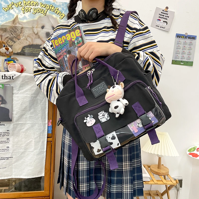 Fashion Women Cute Cow Backpack Female High Student College Schoolbag