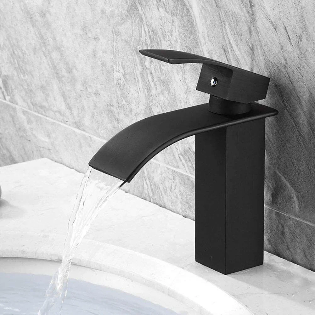 

Bathroom Faucet Waterfall Basin Faucets Cold And Hot Water Mixer Stainless Steel Brass Sink Faucet Deck Mounted Washbasin Taps