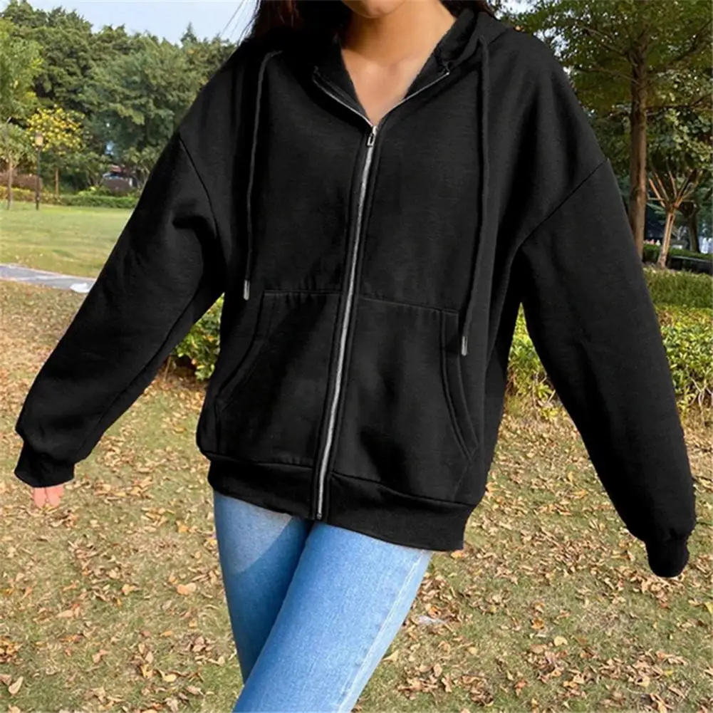 Chic Women Coat Comfy Hoodie Coat Long Sleeves Autumn Solid Color Women Sweatshirt Jacket Cold Resistant
Chic Women Coat Comfy Hoodie Coat Long Sleeves Autumn Solid Color Women Sweatshirt Jacket Cold Resistant