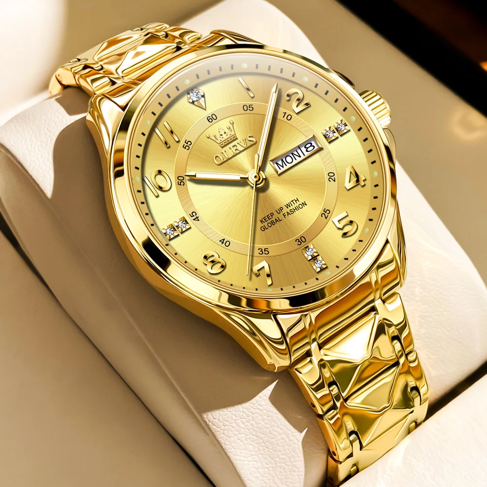 OLEVS Quartz Watch Men Waterproof Auto Date Sport Watches Mens Business Gold Stainless Steel Wristwatch Male Clock reloj hombre
OLEVS Quartz Watch Men Waterproof Auto Date Sport Watches Mens Business Gold Stainless Steel Wristwatch Male Clock reloj hombre