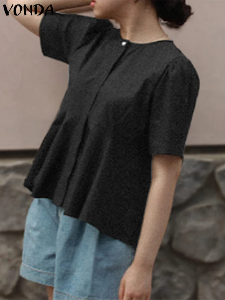 Women Blouse 2023 VONDA Summer Short Puff Sleeve Party Shirts Fashion Casual Solid Color O Neck Tops Femininas Loose Pullover
Women Blouse 2023 VONDA Summer Short Puff Sleeve Party Shirts Fashion Casual Solid Color O Neck Tops Femininas Loose Pullover