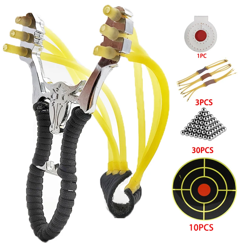 

Metal Slingsshot High Precision Strong Catapult Outdoor Big Power Slingshot Hunting Sling with Balls Lance Pierres Puissant