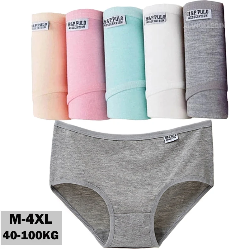 

5Pcs Plus Size Panties Women's Solid Underwear Girls Briefs Cotton Sexy Lingeries Ladies Underpants Shorts Panty Intimate Female