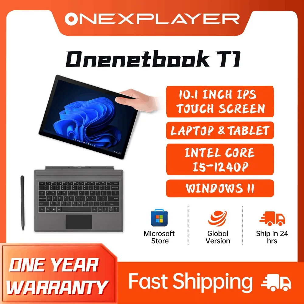 

One Netbook T1 13" 2K IPS Surface Tablet Laptop 2in1 PC Gen12 Intel Core i7 1260P DDR5 16G+2TB SSD Windows 11 WiFi 12000mAh 65W