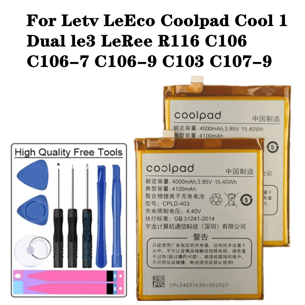 

New Original CPLD-403 Battery For Letv LeEco Coolpad Cool1 Cool 1 Dual le3 LeRee R116 C106 C106-7 C106-9 C107-9 4100mAh Battery