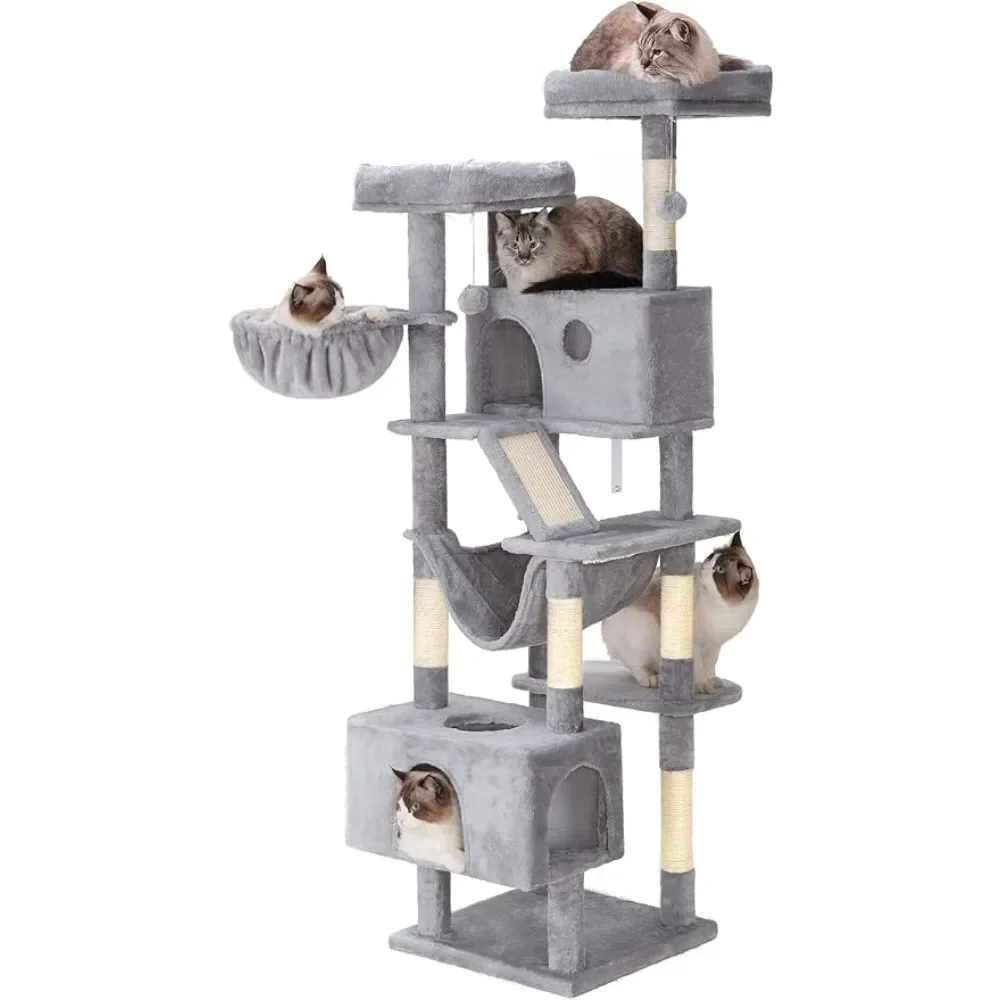 

2 Plush Perches Scratch Tree for Cats Products Stable Cat Activity Center XL Cozy Cat Tower Scratching Posts Beds and Furniture