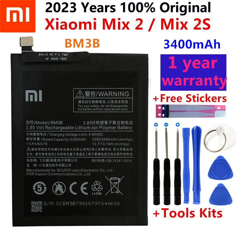 

100% Original Xiao Mi Original Replacement Battery BM3B For Xiaomi MIX 2 2S 3400mAh High Capacity Phone Batteries Free Tools