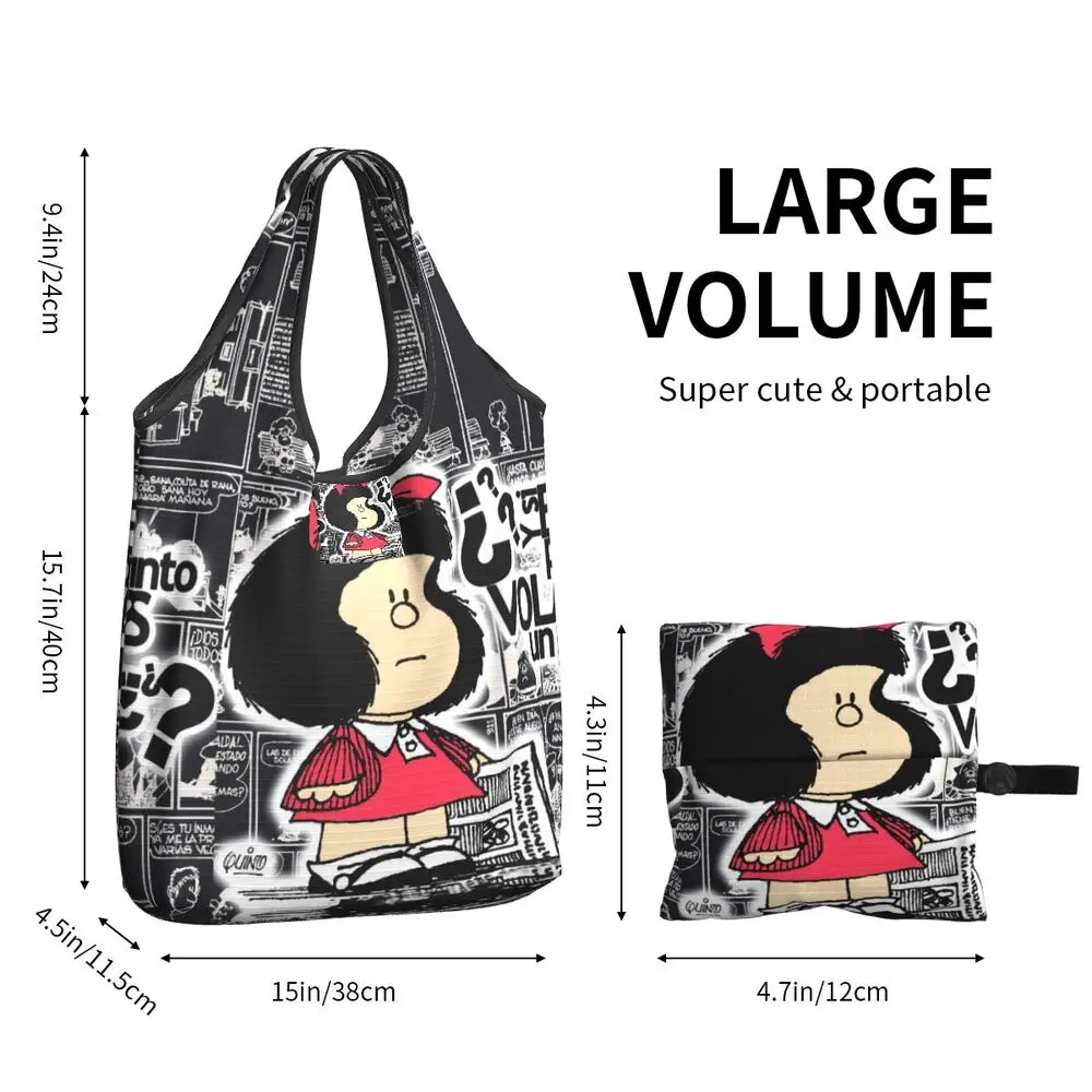 Custom Vintage Mafalda Manga Grocery Shopping Bag 12 Sa81ff387112d4ac983cb866027b3b3d8r