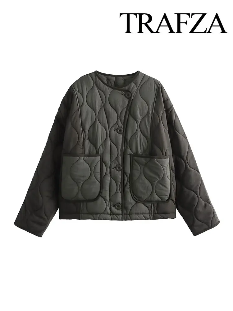 TRAFZA Women's Loose Cotton Jacket Winter Patchwork Long Sleeve Pocket Quilted Jacket Oversized Women's Top Round Neck Jacket
TRAFZA Women's Loose Cotton Jacket Winter Patchwork Long Sleeve Pocket Quilted Jacket Oversized Women's Top Round Neck Jacket