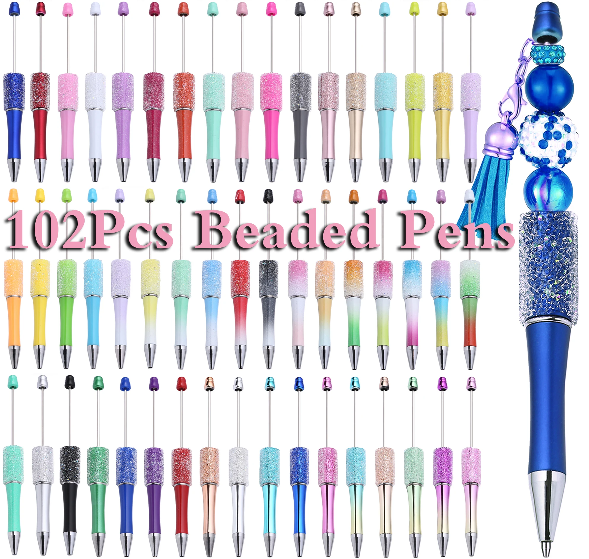 

102Pcs Wholesale Full Star Beaded Pen Creative DIY Handmade Sticker Set Diamond Beaded Ballpoint Pens Advertising Gift Pen