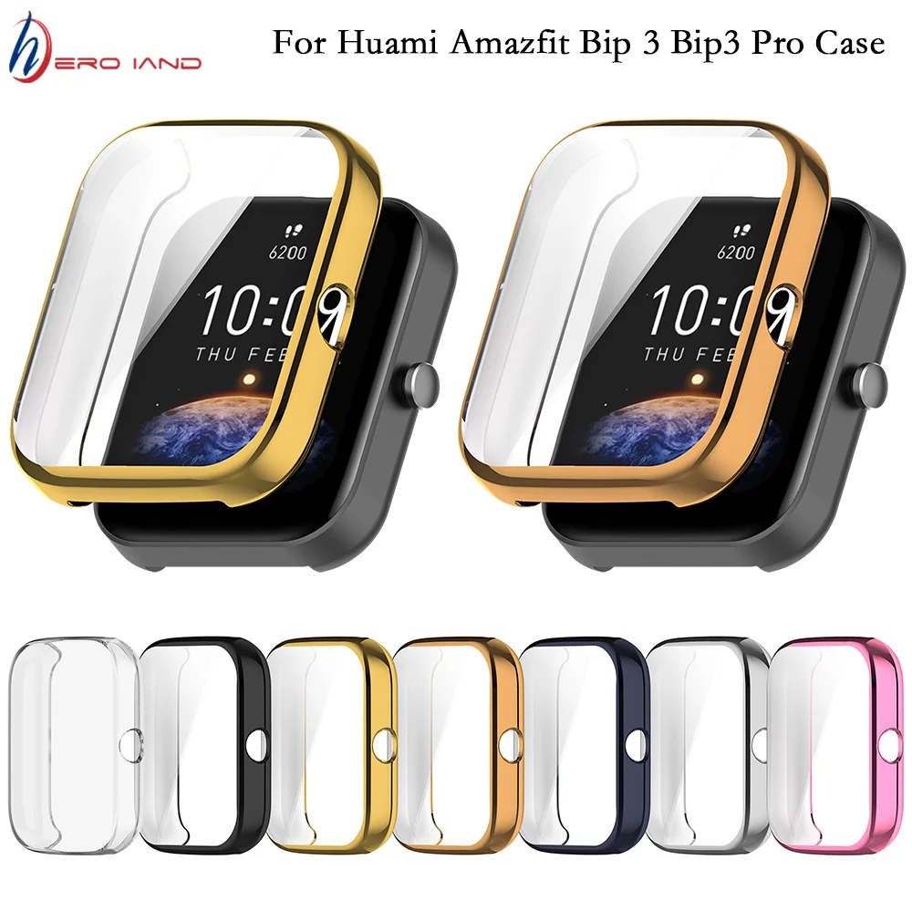 

Heroland TPU Protective Case For Huami Amazfit Bip 3 Bip3 Pro Smart Watch Full Screen Anti-Scratch Protector Cover Bumper Shell