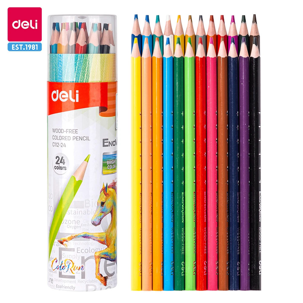 

Deli Professional Wooden Colored Pencils 12/24 Colors Hexagon Handle Pencil Set Artist Painting Drawing Sketch Art Design