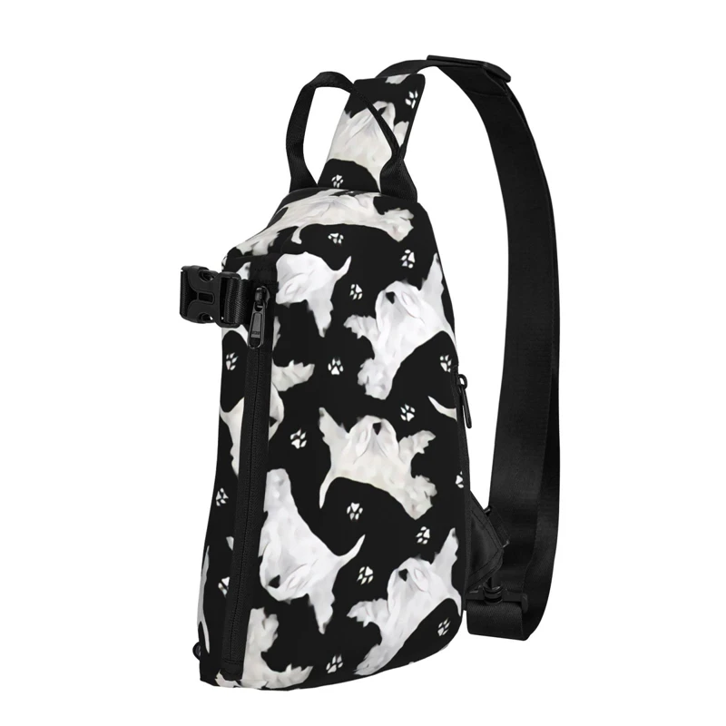 

White Westie Dog Prints Male Shoulder Bags Vintage Cross Body Bag Couple Sling Black Chest Waist Pack Bag Messenger Dropship