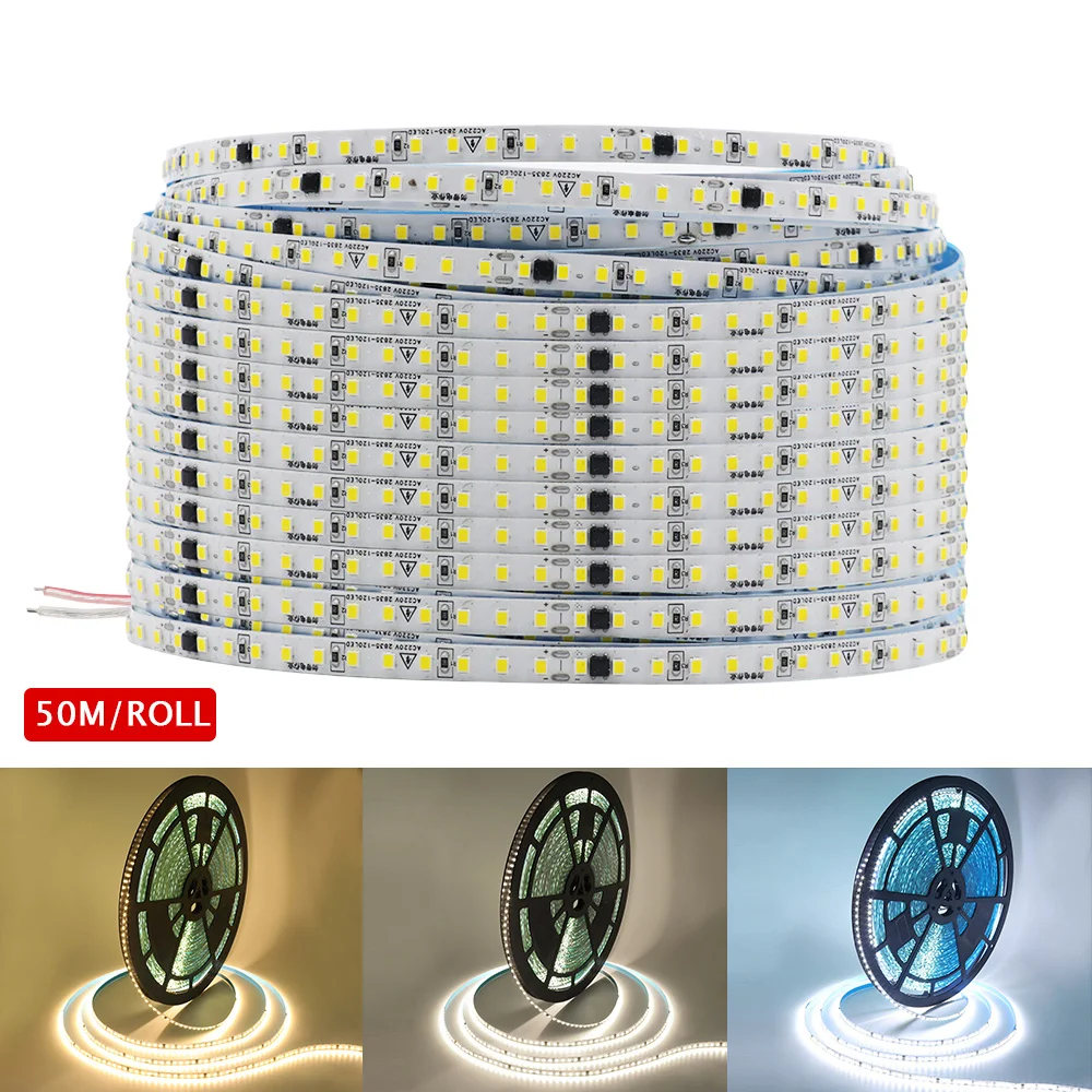 

220V 2835 LED Strip Light 5m 10m 30m 50m Waterproof 120Led/m Flexible Tape LED Lighting Lamp Home Decoration Warm Natural White