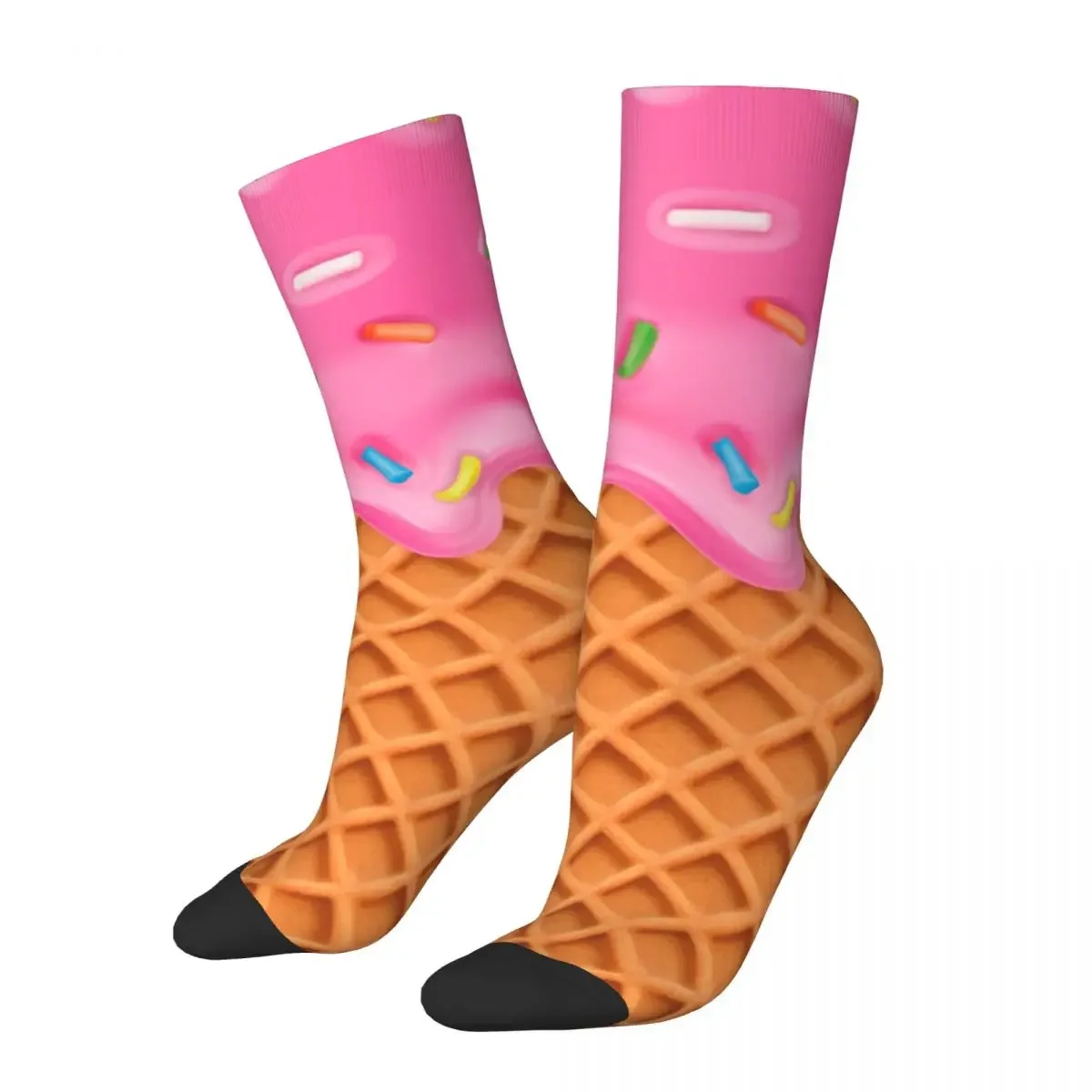 

Забавные мужские носки Харадзюку, Клубничное мороженое вафельные с принтом, веселые спортивные носки, Новинка лета, сумасшедшие носки для мужчин и женщин