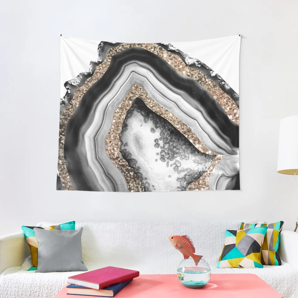 

Agate Gold Glitter Glam #1 (Faux Glitter) #gem #decor #art Tapestry Decoration Room Outdoor Decoration Tapestry