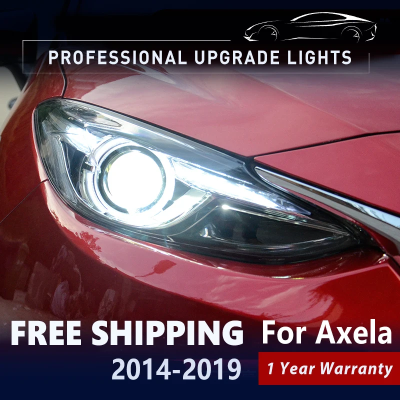 

Стайлинг автомобиля, фары для Mazda 3, Axela светодиодный 2014-2019, фонарь, лампа, дневные ходовые огни, сигнал поворота, ангельские глазки, проекционный объектив