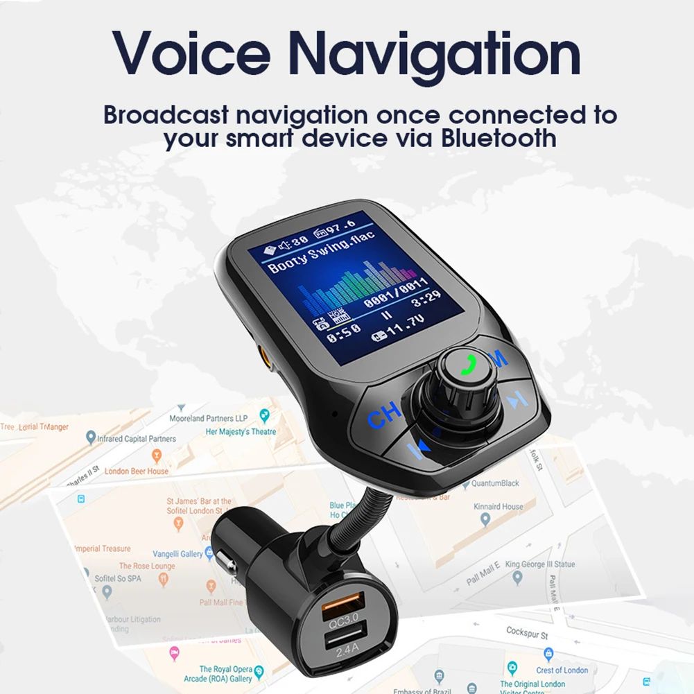 87.5-108 MHz MP3 Player Car MP3 Player Automobile Lighter 12V~24V QC3.0 Fast Charge T43 Bluetooth V 4.2 5 EQ Modes
87.5-108 MHz MP3 Player Car MP3 Player Automobile Lighter 12V~24V QC3.0 Fast Charge T43 Bluetooth V 4.2 5 EQ Modes