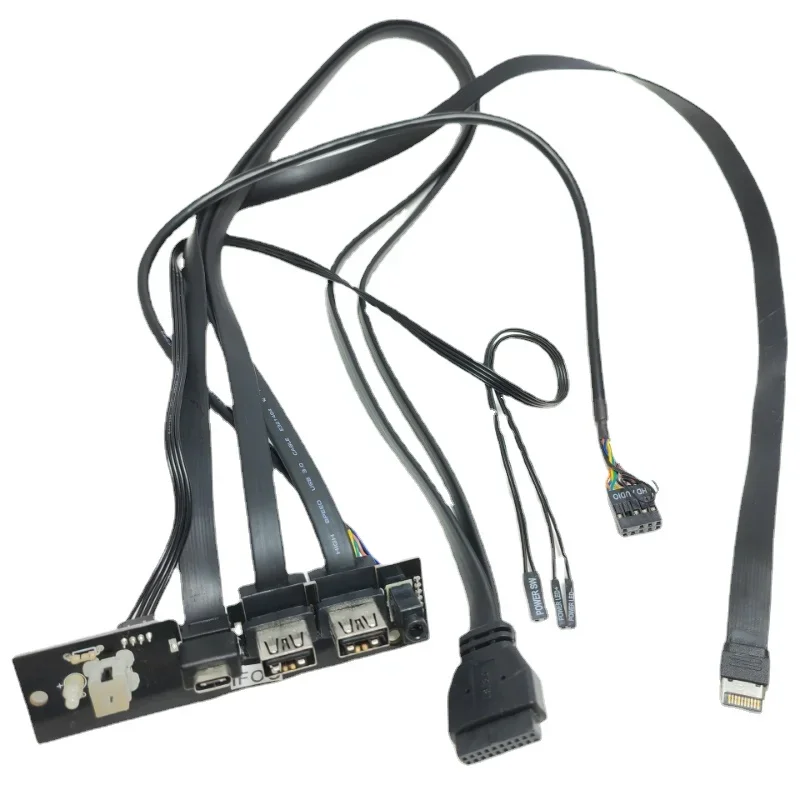 

Computer Motherboard Extension Panel Cable Type E 19Pin 9Pin Power SW To Type-C USB 3.1 3.0 HD Audio Front On/Off Switch Light