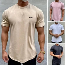 2022 Men T-shirt Male Sports Gym Muscle Fitness T Shirt Blouses Loose Half Sleeve Summer Bodybuilding Tee Tops Men's Clothing