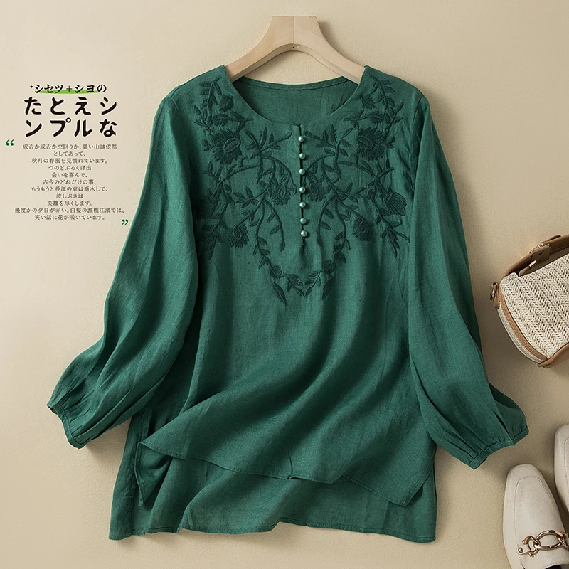 Womens Vintage Embroidered Shirt Cotton Spring Autumn Lantern Sleeve O Neck New Fashion Retro Loose Casual Blouse Women Clothing
Womens Vintage Embroidered Shirt Cotton Spring Autumn Lantern Sleeve O Neck New Fashion Retro Loose Casual Blouse Women Clothing