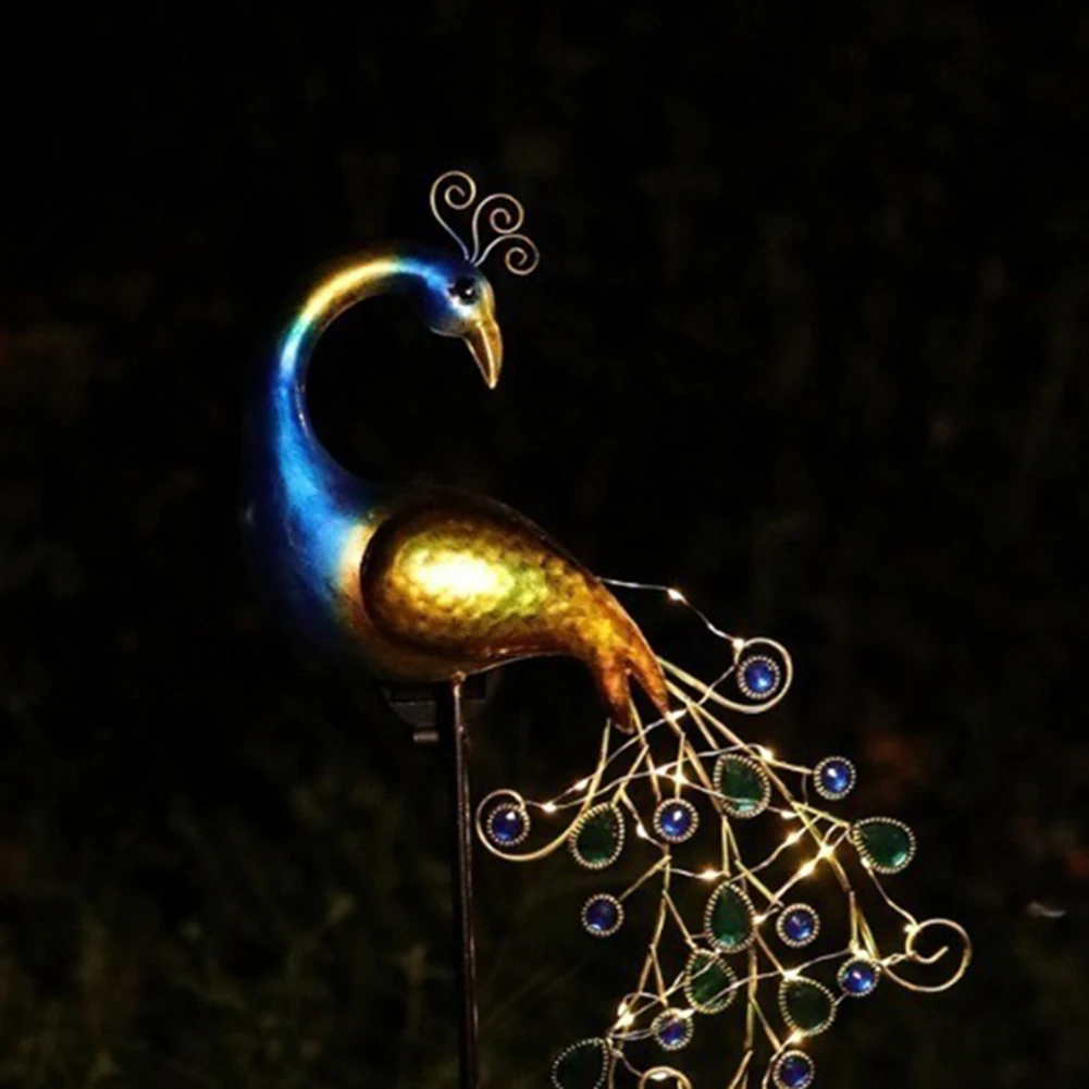 

LED Lawn Lights Solar Powered Peacock Shape Lamps Perfect Decoration For A Porch Courtyard Garden Walkway