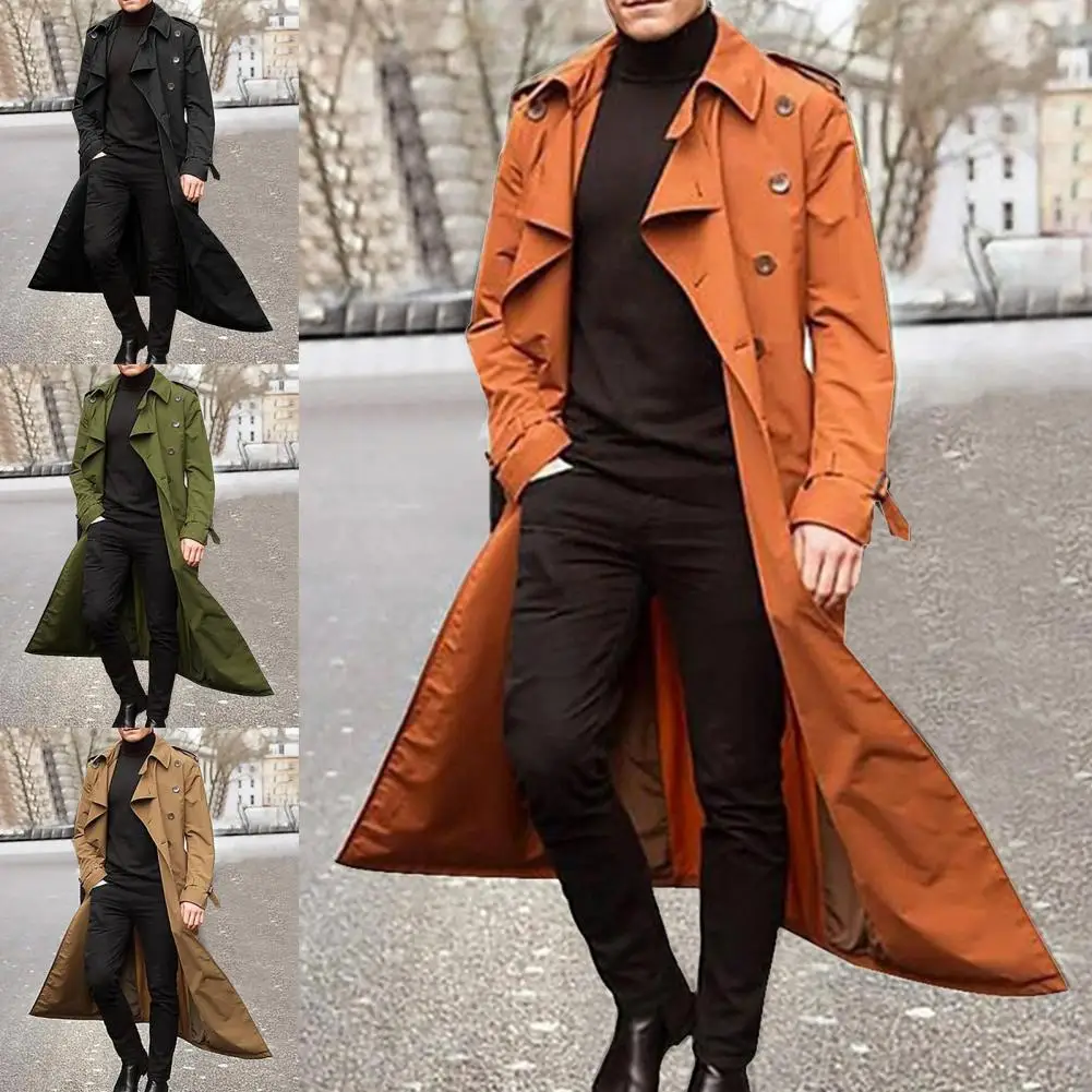 

Gorgeous Overcoat Trench Coat Long Sleeve Men Wind Coat Long Sleeve Extra Long Men Coat for Stage Show