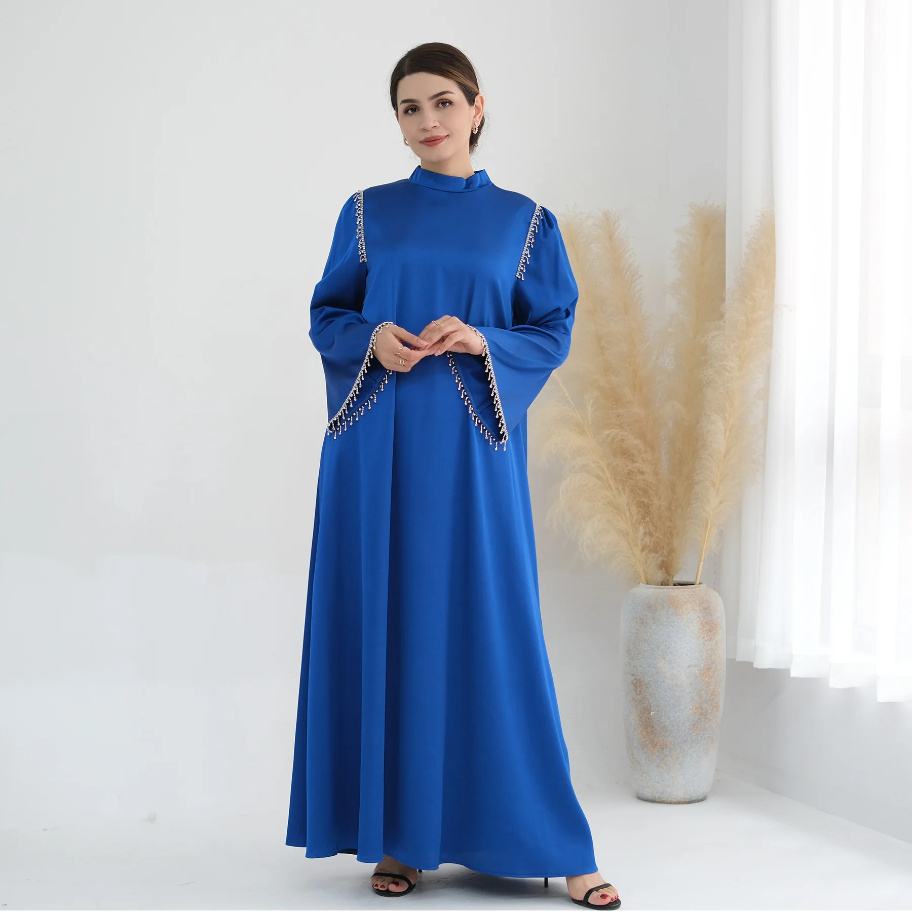 

Eid Ramadan Diamonds Satin Abayas for Women Muslim Dress Dubai Kaftan Turkey Robe Saudi Arabic Caftan Islam Jalabiya Gown Abaya