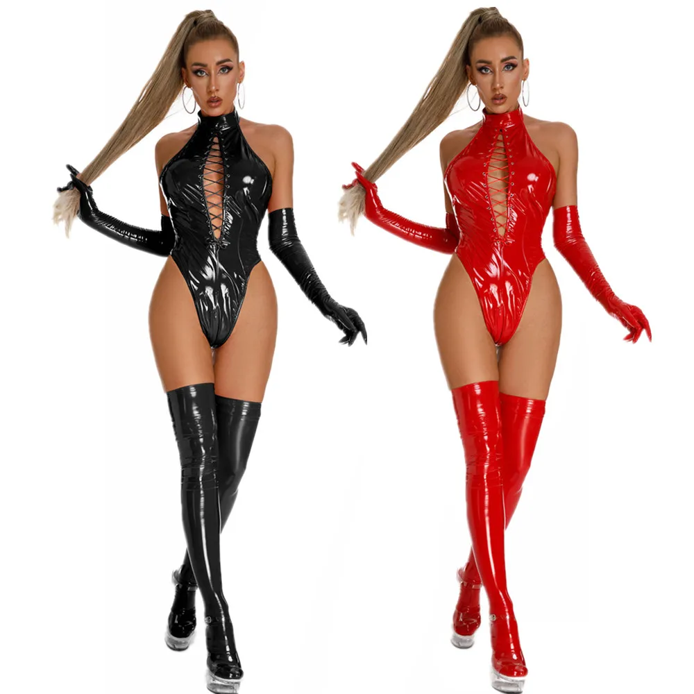Glossy PU Leather Erotic Lingerie Teddy Bodysuit for Woman Pole Dance Sexy Zipper Open Crotch Catsuit With Gloves Socks
Glossy PU Leather Erotic Lingerie Teddy Bodysuit for Woman Pole Dance Sexy Zipper Open Crotch Catsuit With Gloves Socks