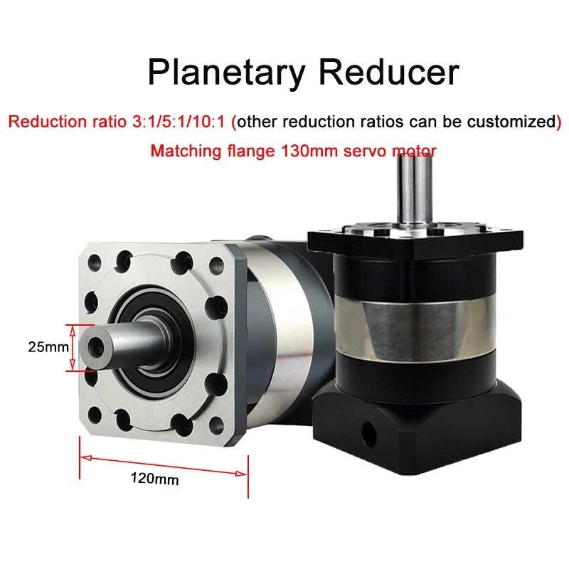 

Planetary Reducer Flange 120mm Reduction Ratio 3/5/10 High Precision 8arcmin Input Shaft 22mm Spur Gear Reducer 130 Servo Motor