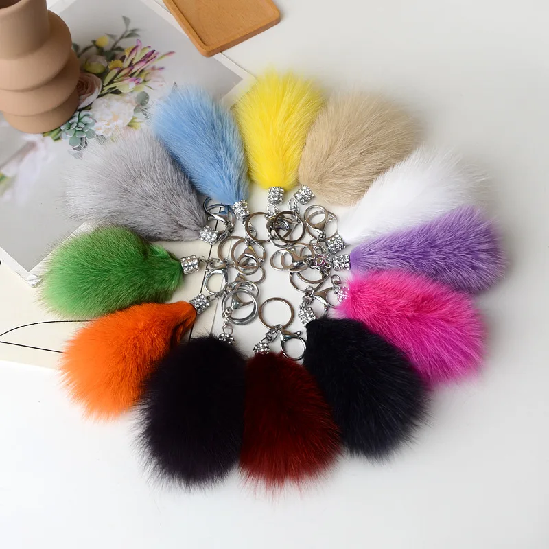 

Cute Soft Fox Tail Fur Keychains Men Women Pompom Pendant Car Keyring Holder Key Chains Colorful Charm Bag Accessories Gift