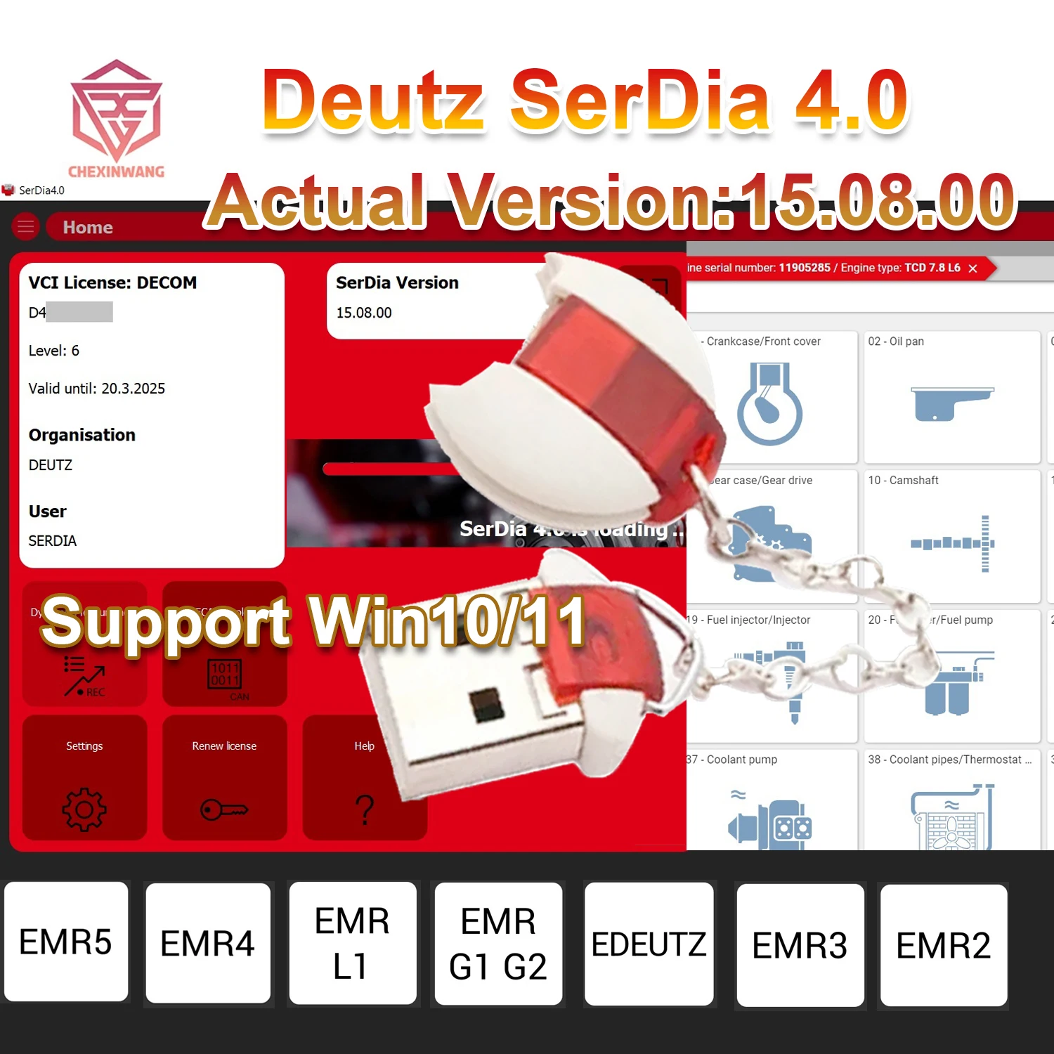 

Newest Deutz SerDia 2010 4.0 15.08.00 One Year Serdia2010 Class 6 License Support win10/11 For Deutz ECU Read Write EMR G1/G2/L1