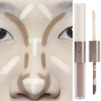 Double-ended Highlighting Contouring Stick 2-in-1 Concealer Pencil Cement Grey Three-dimensional Nose Shadow Bronzers Makeup Pen