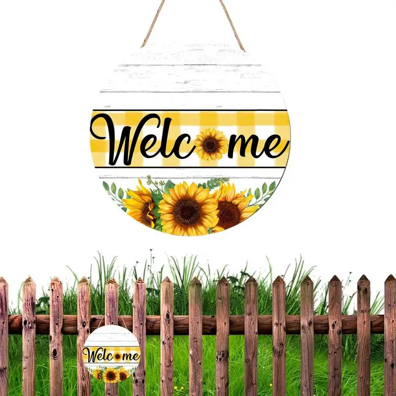 

Sunflower Welcome Garden Wall Art Decor Tin Sign Plaque Wall Decor Pendant Wooden Rustic Home Door Decorations for Farmhouse