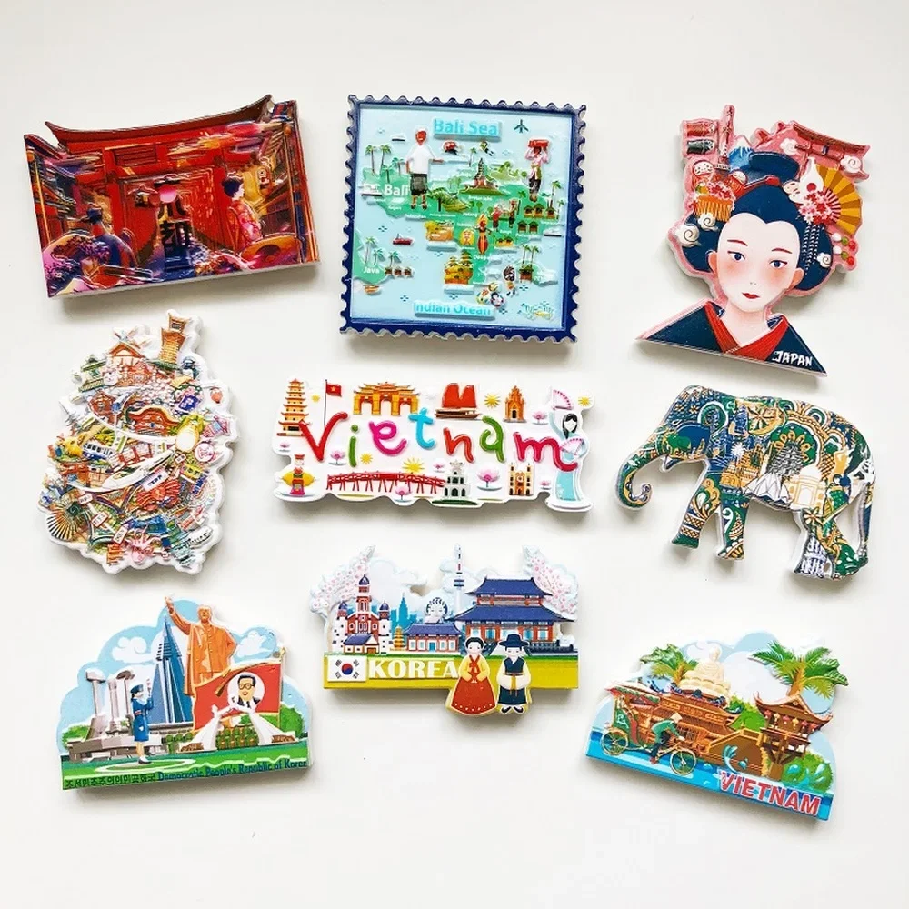 

BABELEMI Vietnam India Japan Korea North Korea Fridge Magnets 3D Refrigerator Magnet Sticker Travel Souvenir Kitchen Decoration